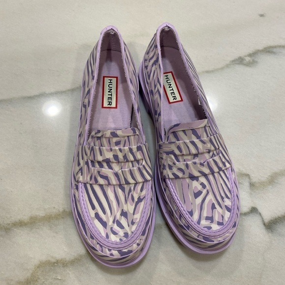 Hunter Penny Loafers size 6 Coral Print Purple Dawn Waterproof - Picture 2 of 15